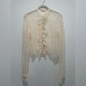 Ulla Johnson Cecile Ruffle Sheer Lace Top - SIZE 4